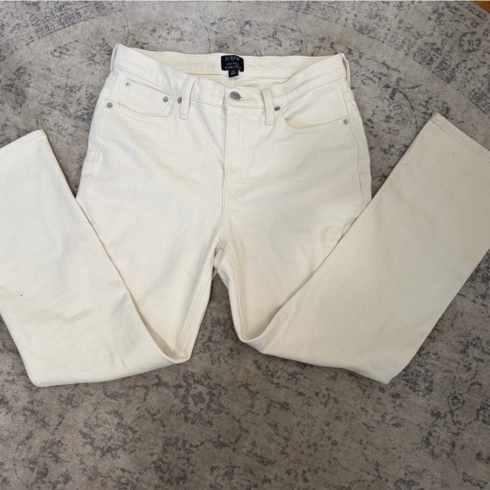 J. Crew Cream Flare Crop Pants